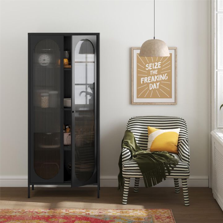 Mr. Kate Luna Tall 2 Door Accent Cabinet with Fluted Glass