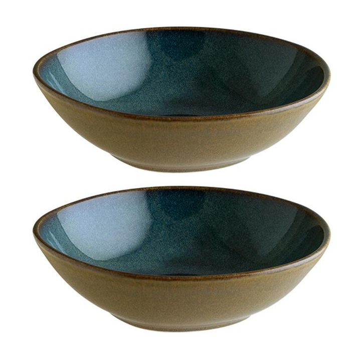 Sphere Ocean 7" x 6.5" x h:2" 16 oz. Organic Blue Porcelain Bowl (Set of 2)