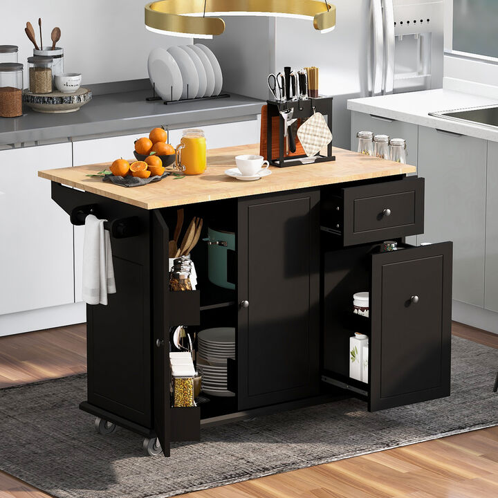 Streamdale Rolling Kitchen Cart with Drop Leaf & Storage