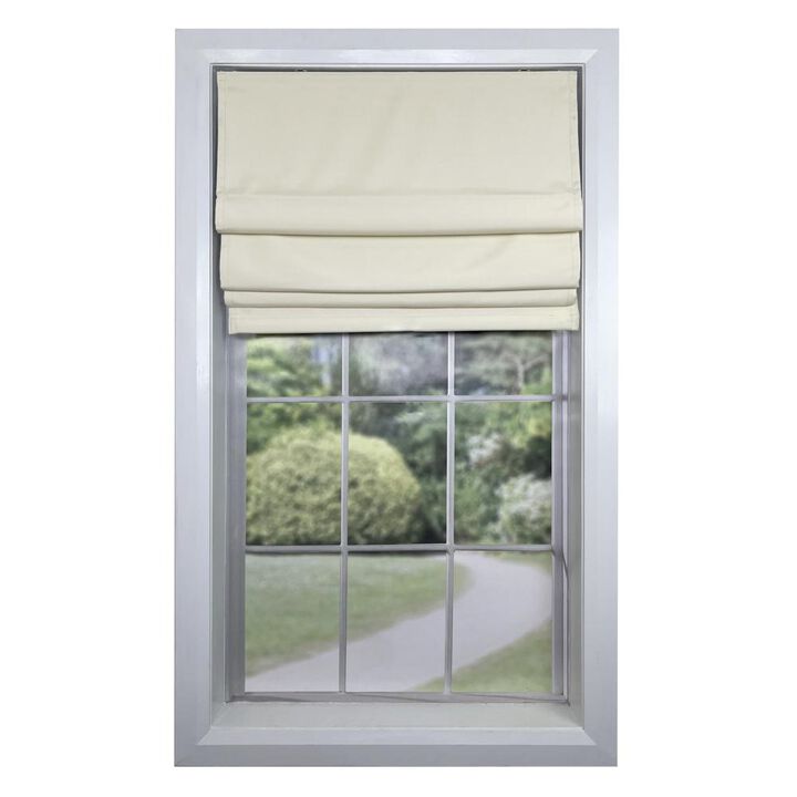 Versailles Augustus Cordless Roman Blackout Shades For Windows Insides/Outside Mount 38" x 63" Ivory