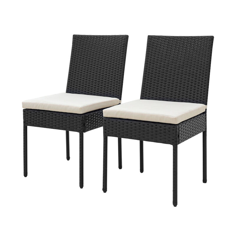 PE Wicker Patio Chairs Set of 2 with Cushions for Porch Deck Garden and Backyard-2 Pieces
