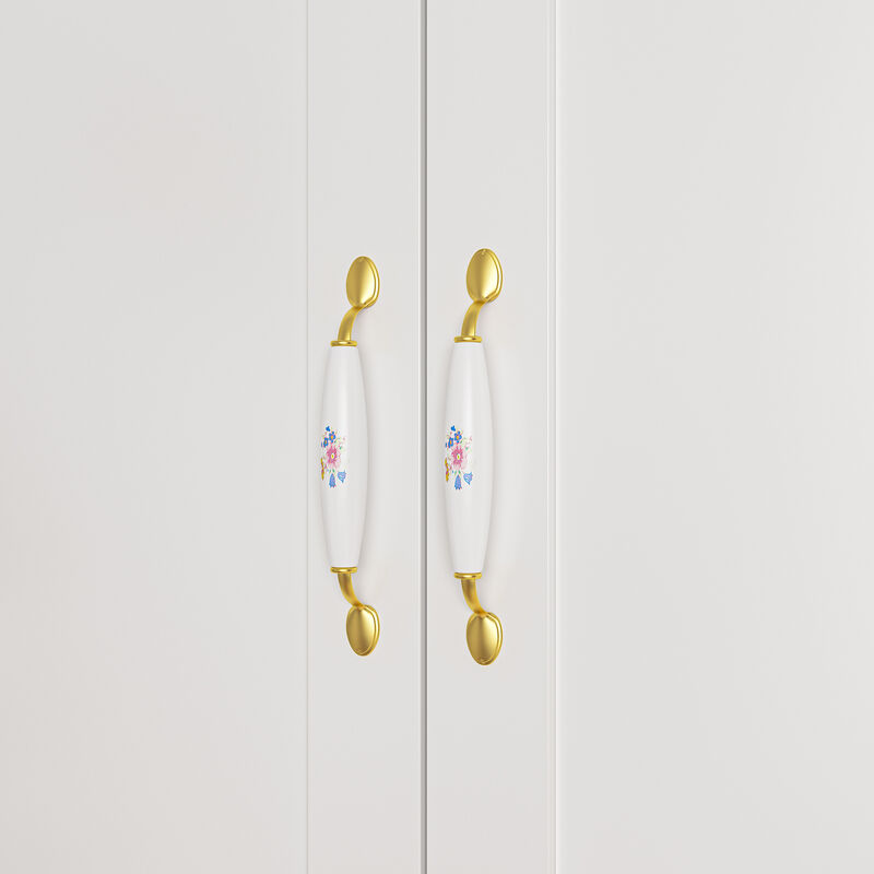 Wardrobe Armoire with Hanging Rod 3 Door Armoire Wardrobe Closet White