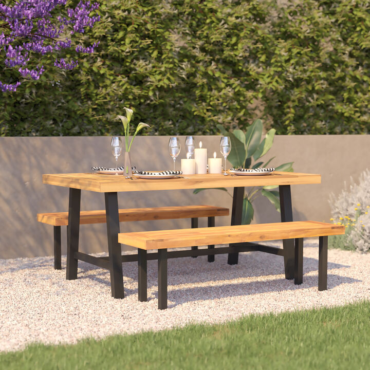 NAT/BK Acacia Wood Patio Table