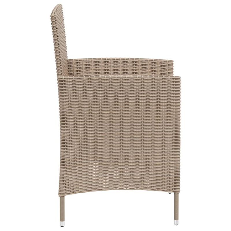 vidaXL Patio Chairs with Cushions 2 pcs Poly Rattan Beige