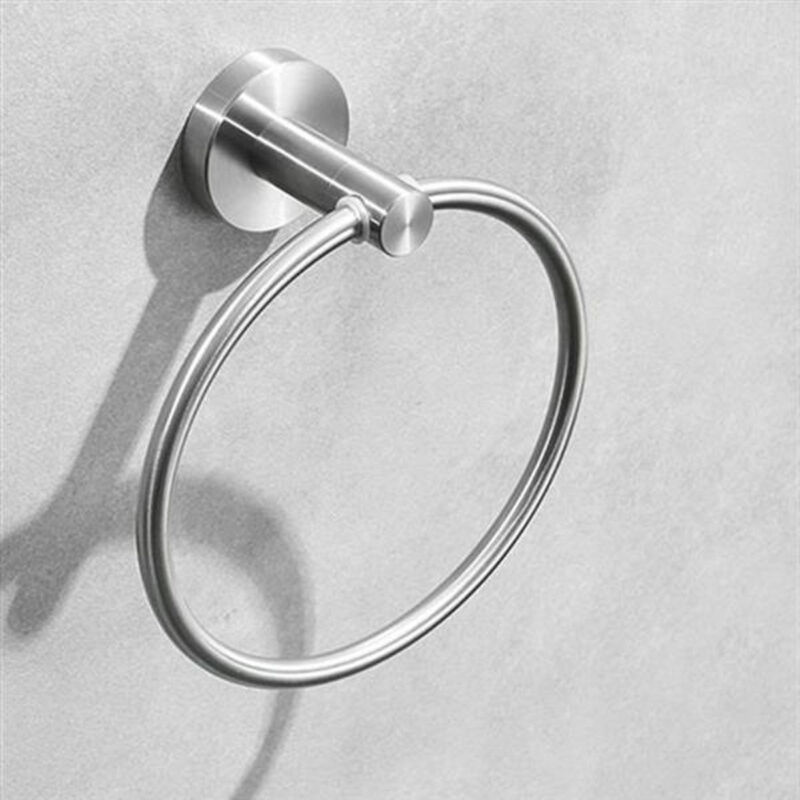 Brushed Silver Bathroom Accessories Set with Towel Bar & Hooks