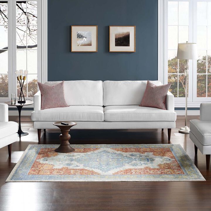 Citlali Distressed Southwestern Aztec 8x10 Area Rug - Multicolored
