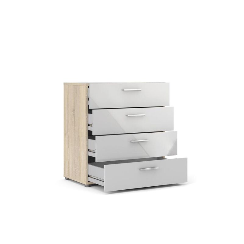 Tvilum Austin 4 Drawer Chest, Oak Structure/White High Gloss