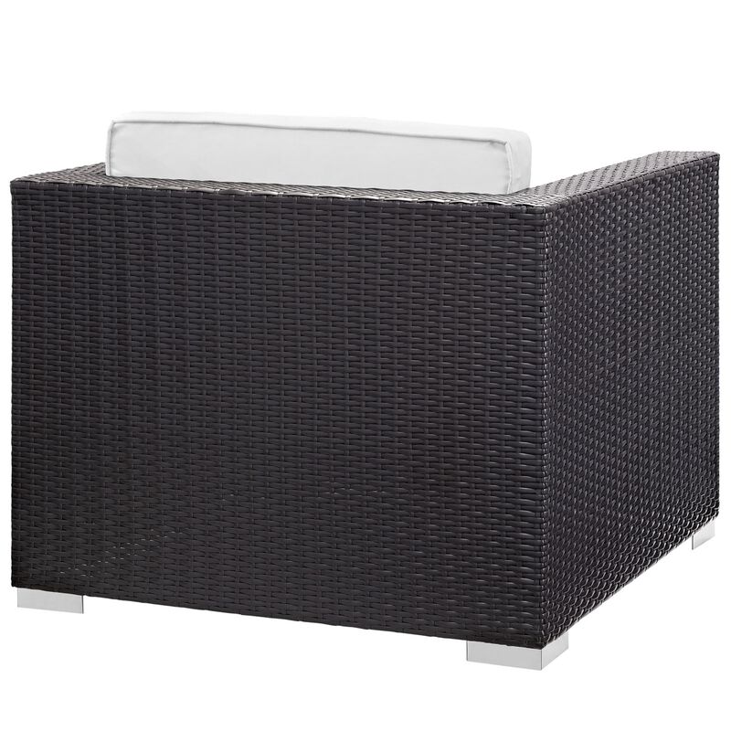 Convene Outdoor Sectional Set - Rattan Weave, Aluminum Frame, All-Weather Cushions, Patio Sofa, Armchair, Ottoman, Side Table