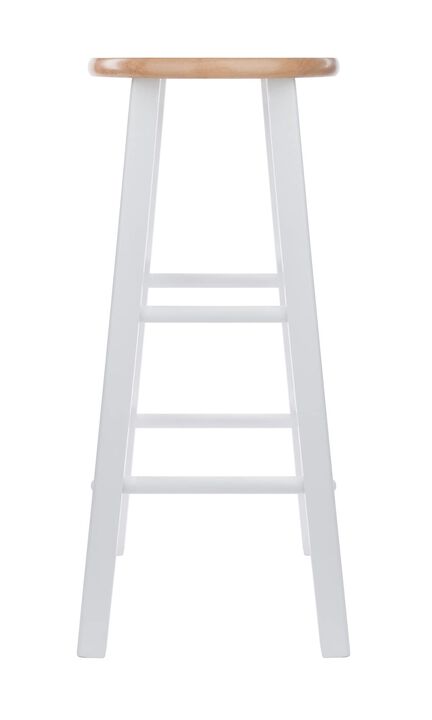 Casafoyer "Element 29" Bar Stool Set: Simple, Durable, White/Natural, 2-Pc