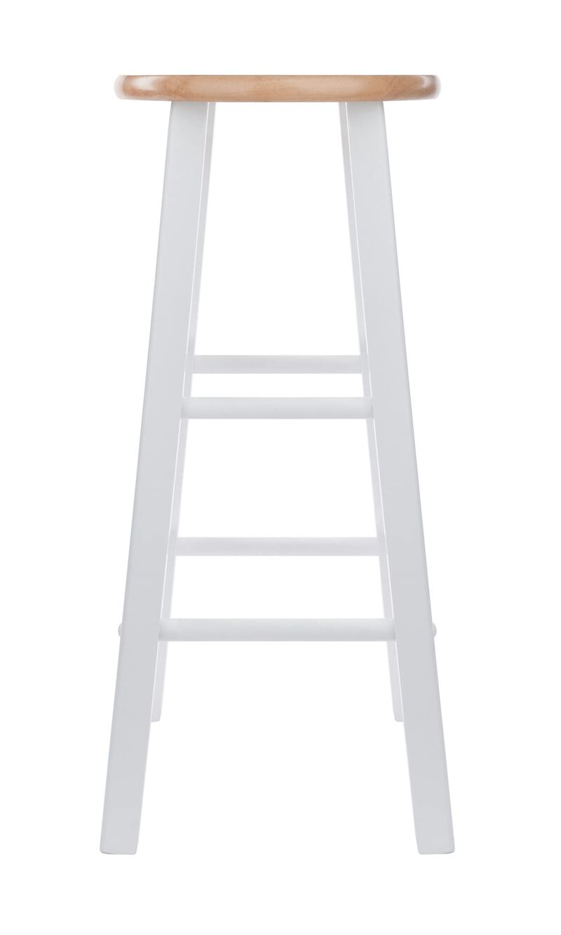 Casafoyer "Element 29" Bar Stool Set: Simple, Durable, White/Natural, 2-Pc