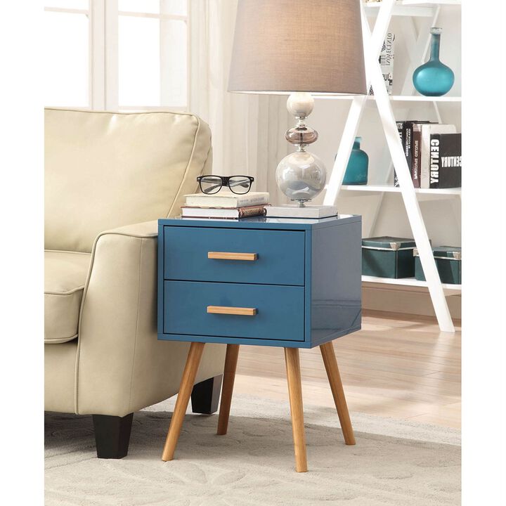 Hivvago Modern Classic Mid-Century Style End Table Nightstand in Blue Finish