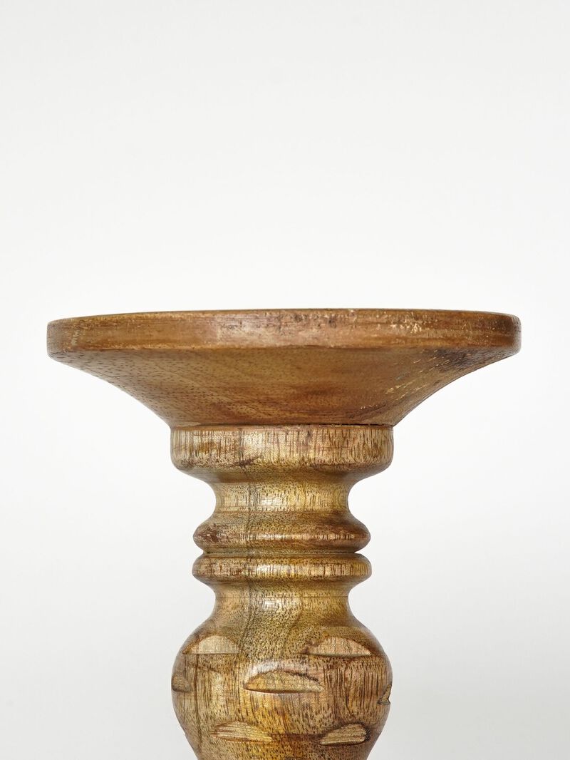 BBH Homes Traditional Medium Burnt Eco-friendly Handmade Mango Wood Set Of One 6" Pillar Candle Holder