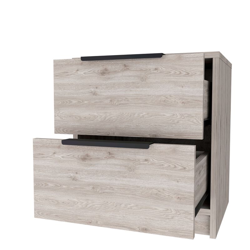 Modern Nightstand 19" H, Two Drawers, Light Gray