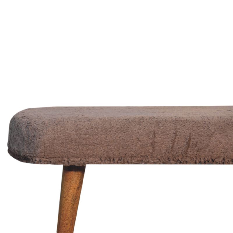 Mocha Faux Fur Fabric Bench
