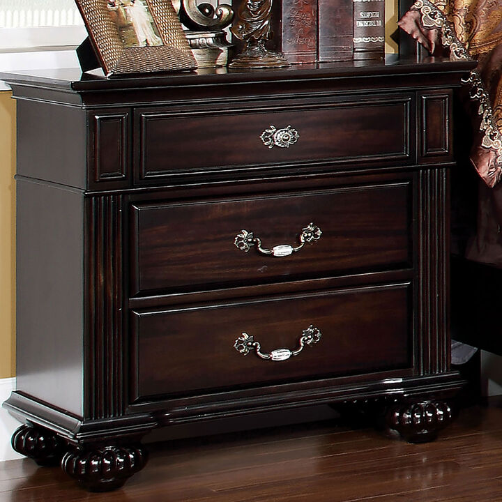 Streamdale Traditional Walnut Nightstand with 3 Drawers