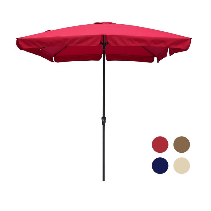 Mondawe 8 ft. x 10 ft. Square Crank Design Skirt with Skylight Outdoor Market Umbrella