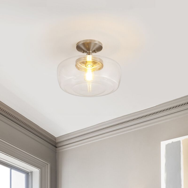 Marfa Glass/Iron Farmhouse Modern LED Flush Mount