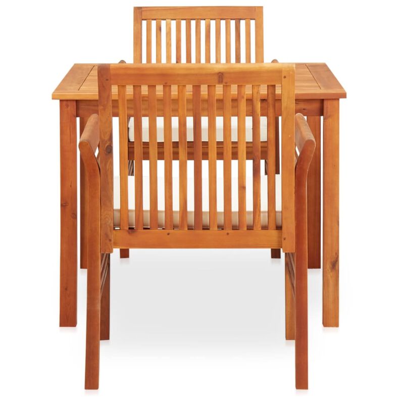 vidaXL 3 Piece Outdoor Dining Set with Cushions Solid Acacia Wood