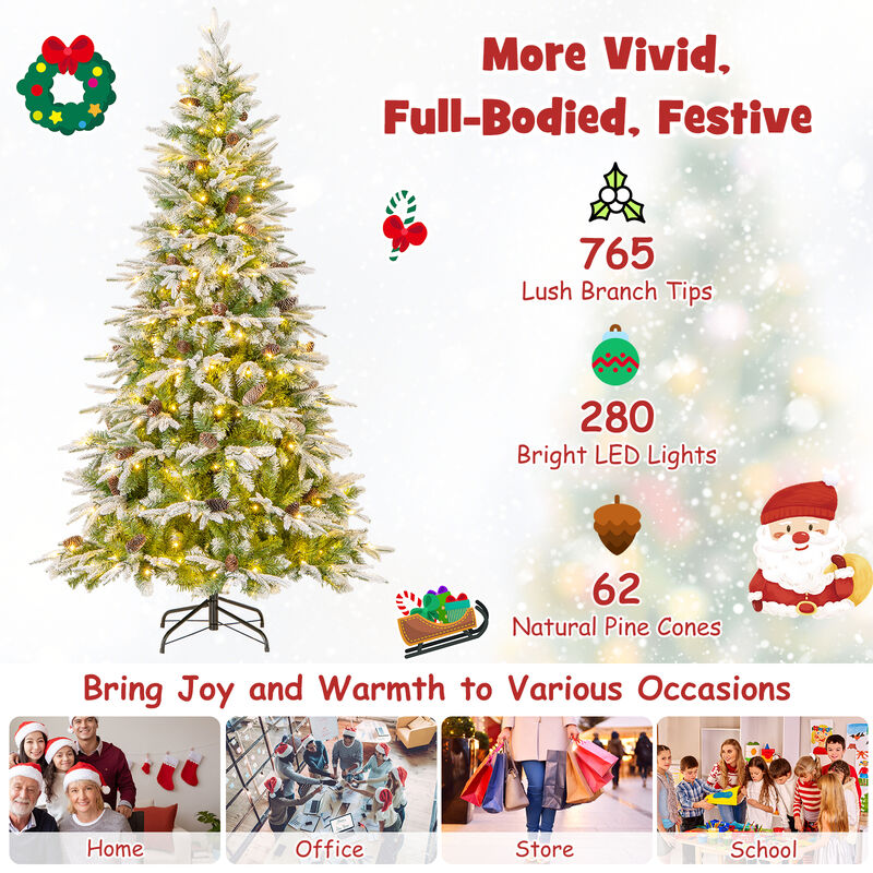 Pre-Lit Artificial Christmas Tree with Tips and LED Lights