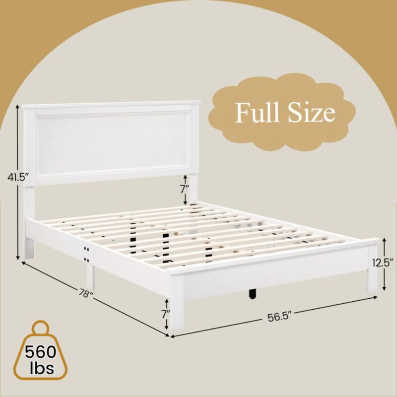 Hivvago Full Size Platform Slat Bed Frame with High Headboard