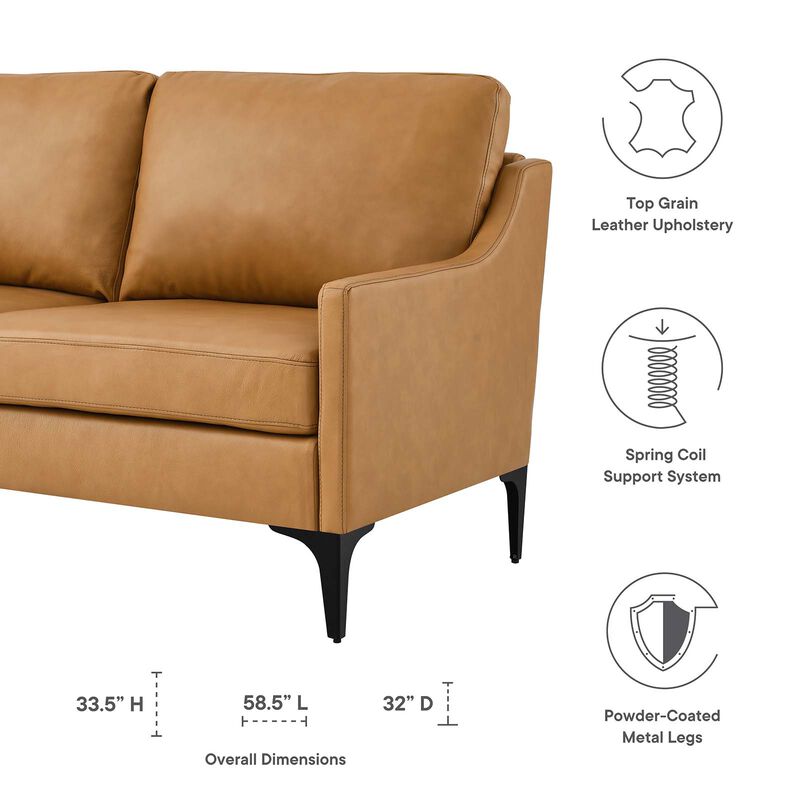 Corland Leather Loveseat Brown