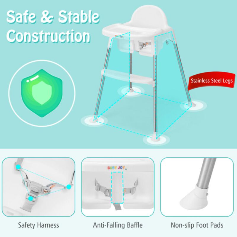 Hivvago 4-in-1 Convertible Baby High Chair with Removable Double Tray