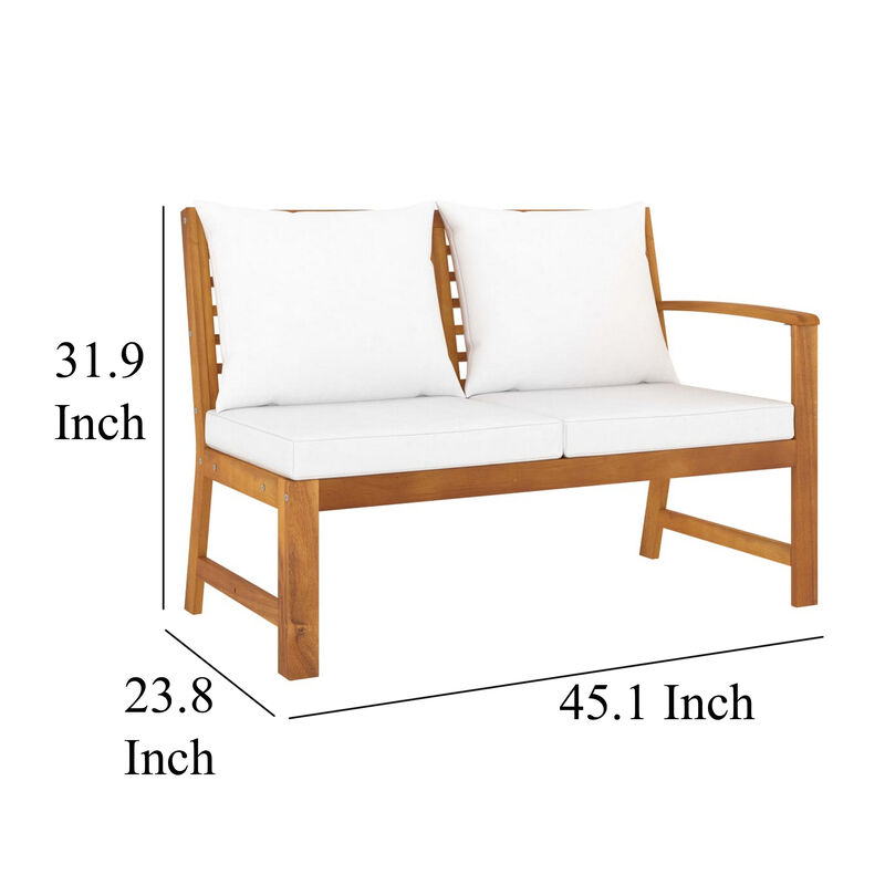 9pc Outdoor Patio Modular Sofa Set w Table, Solid Acacia Wood, White - Benzara
