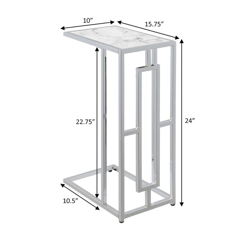 Convenience Concepts Town Square Chrome Faux Marble C End Table