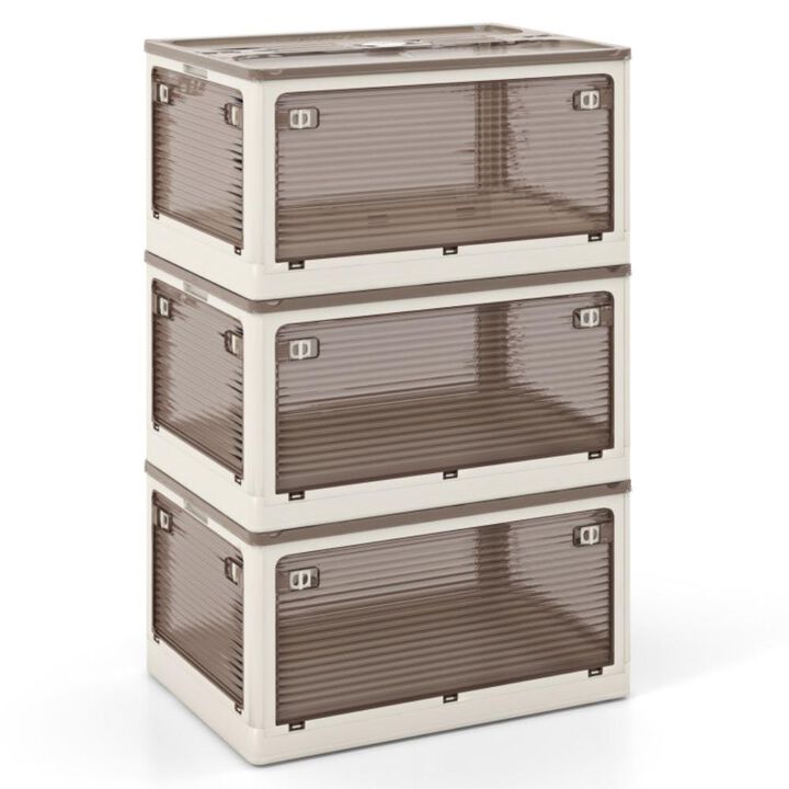 Hivvago 3-Pack Stackable Storage Bins with Lids with 5 Opening Ways