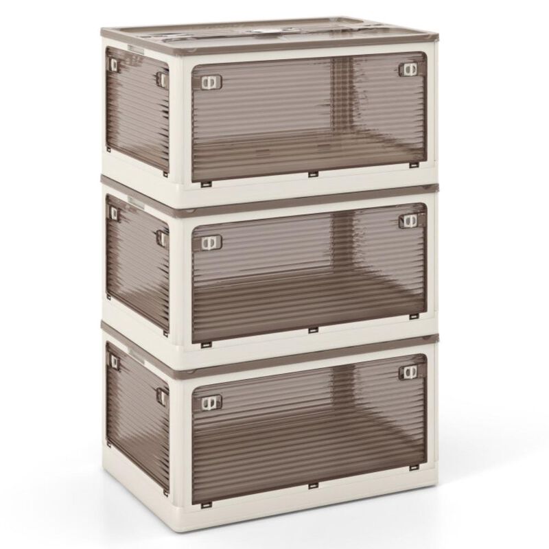 Hivvago 3-Pack Stackable Storage Bins with Lids with 5 Opening Ways