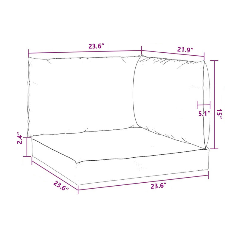 Paom 3pc Outdoor Pallet Cushions, Hollow Fiber, Taupe Oxford Fabric - Benzara