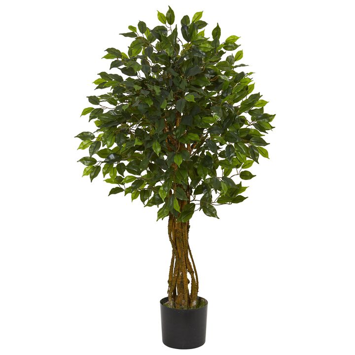 Hivvago 4 Feet Ficus Artificial Tree UV Resistant (Indoor/Outdoor)