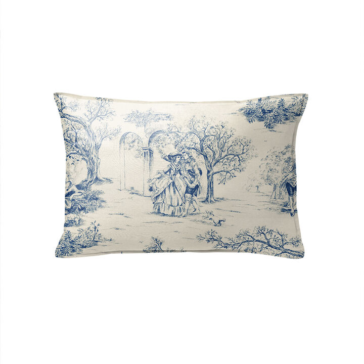 6ix Tailors Fine Linens Archamps Toile Blue Decorative Throw Pillows