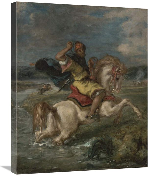 Moroccan Horseman Crossing a Ford-Canvas Art-22x28