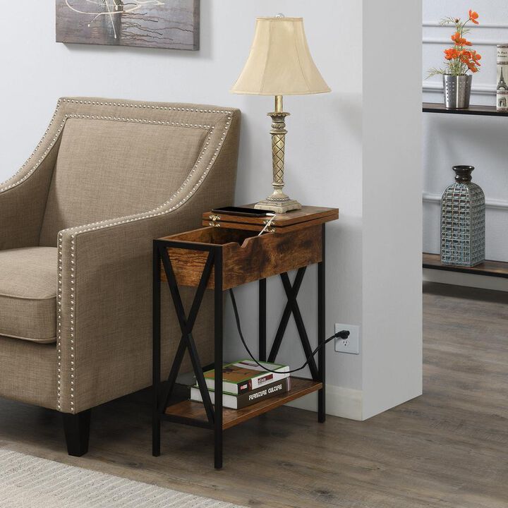 Convience Concept, Inc. Tucson Flip Top End Table with Charging Station and Shelf