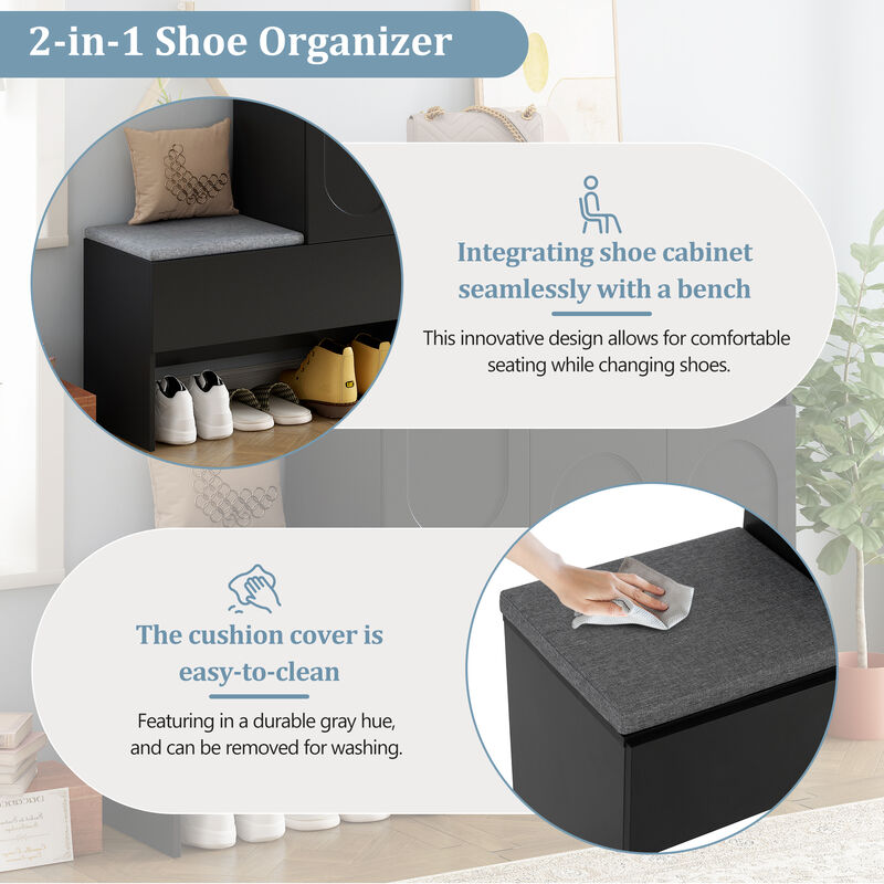 Merax 2-in-1 Shoe Cabinets Storage Bench