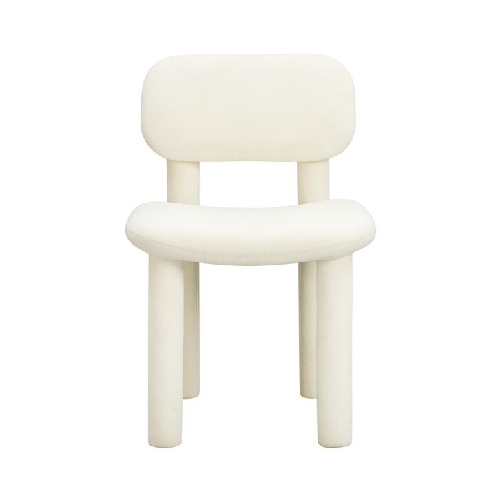 Elise Ivory White Velvet Dining Chair