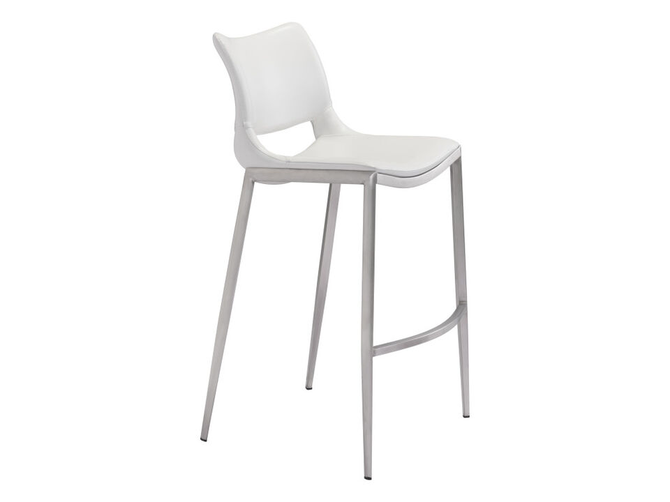 Ace Barstool (Set of 2) White & Silver
