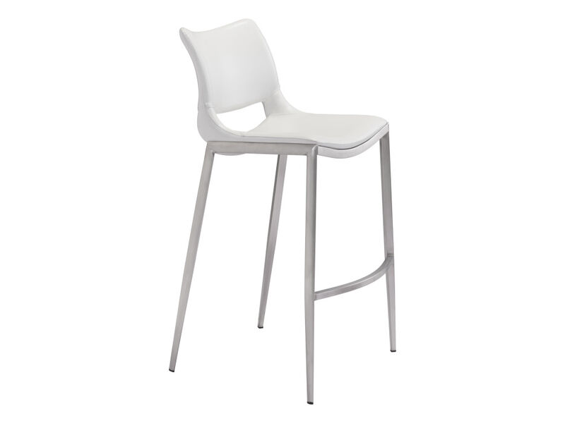 Ace Barstool (Set of 2) White & Silver