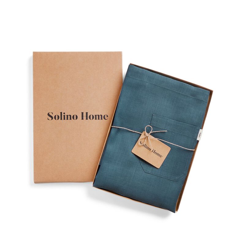 Solino Home 100% Pure Linen Bib Apron 33 x 30 Inch