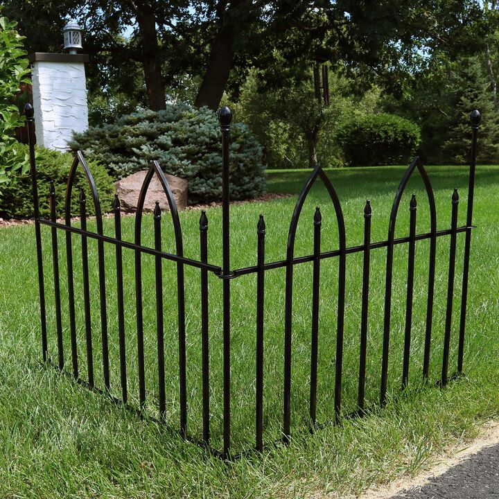 Sunnydaze 2-Piece Gothic Arch Iron Garden Border Fencing - 6 ft - Black
