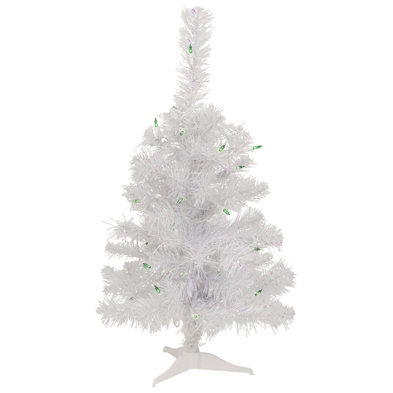 2' Lighted Rockport White Pine Artificial Christmas Tree  Green Lights