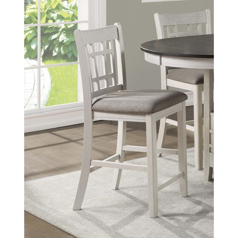 Antique White Wood Counter Height Chair Set 2 Piece