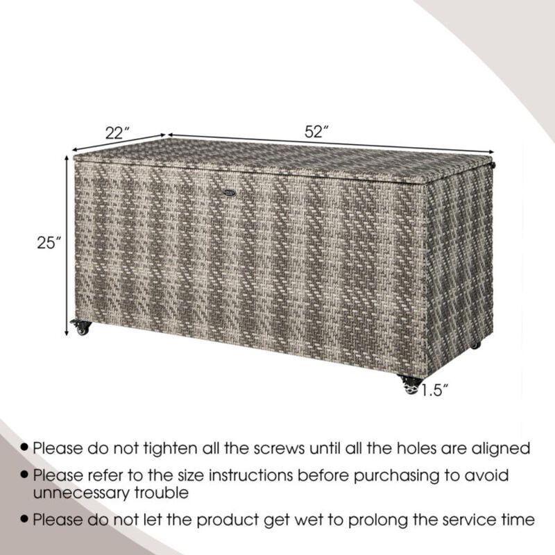 Hivvago 96 Gallon PE Wicker Outdoor Storage Box with 4 Wheels
