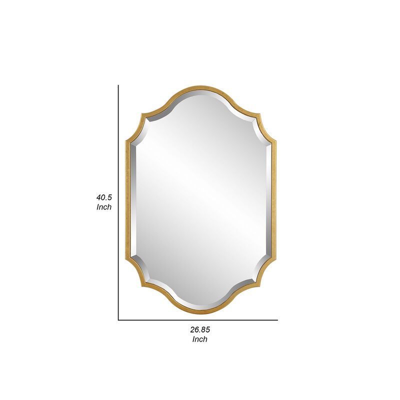 27 x 41 Modern Beveled Mirror in Classic Metal Frame, Gold Leaf Finish-Benzara