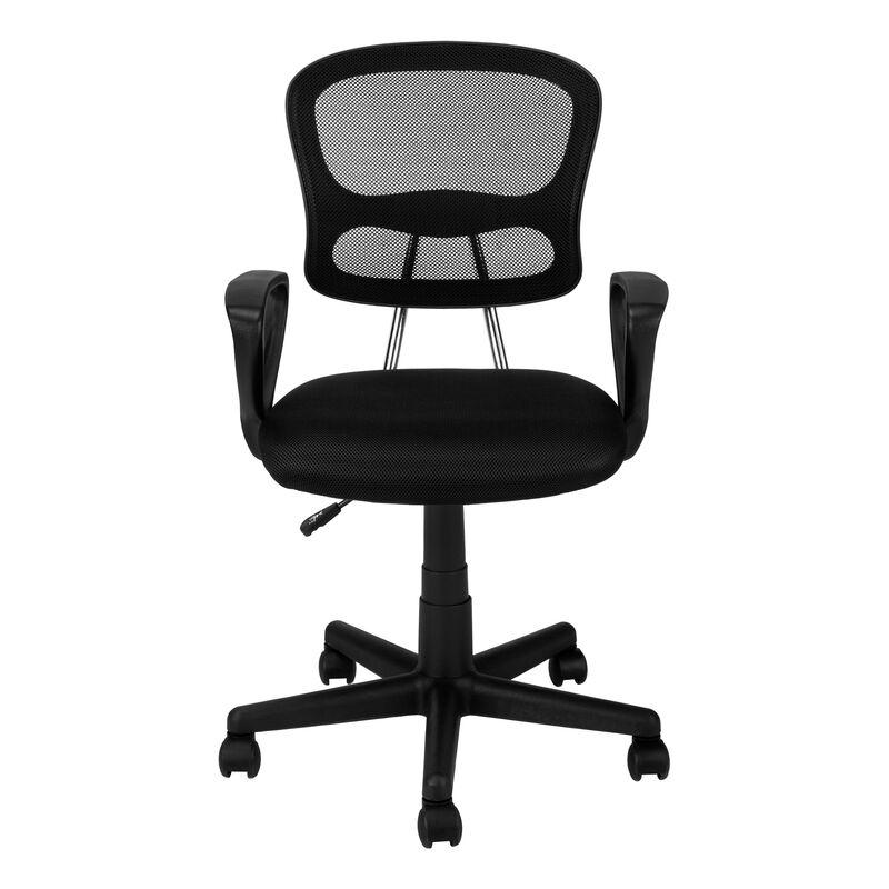 Monarch Specialties I 7260 Office Chair, Adjustable Height, Swivel, Ergonomic, Armrests, Computer Desk, Work, Juvenile, Metal, Mesh, Black, Contemporary, Modern