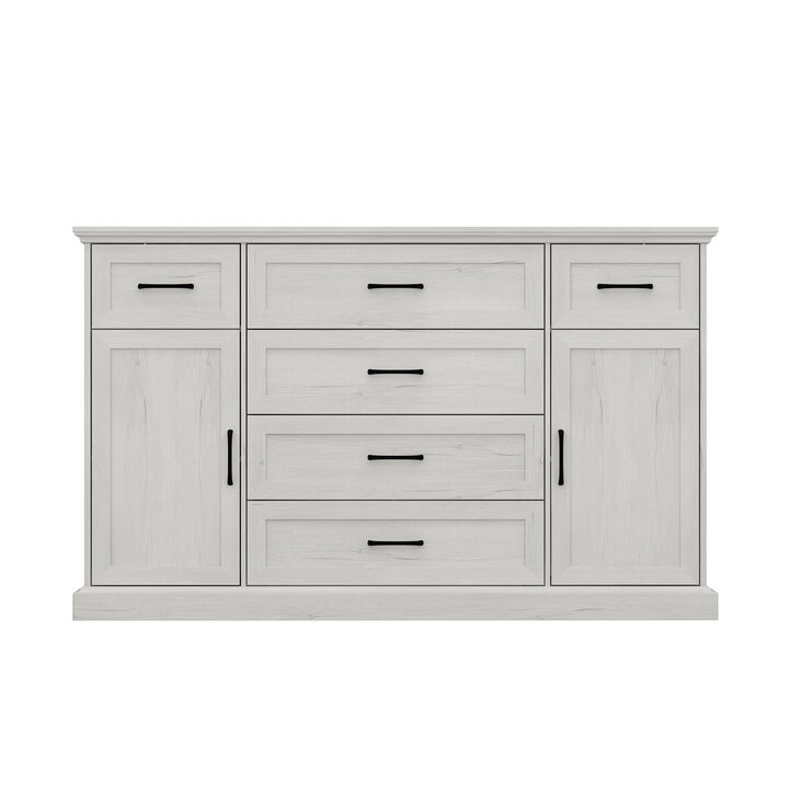 61" W Farmhouse Sideboard Buffet Storage Cabinet Credenza with 6 Drawers, 4 Shelves & 2 Doors, Wooden Coffee Bar Cabinet for Dining Room Kitchen Living Room