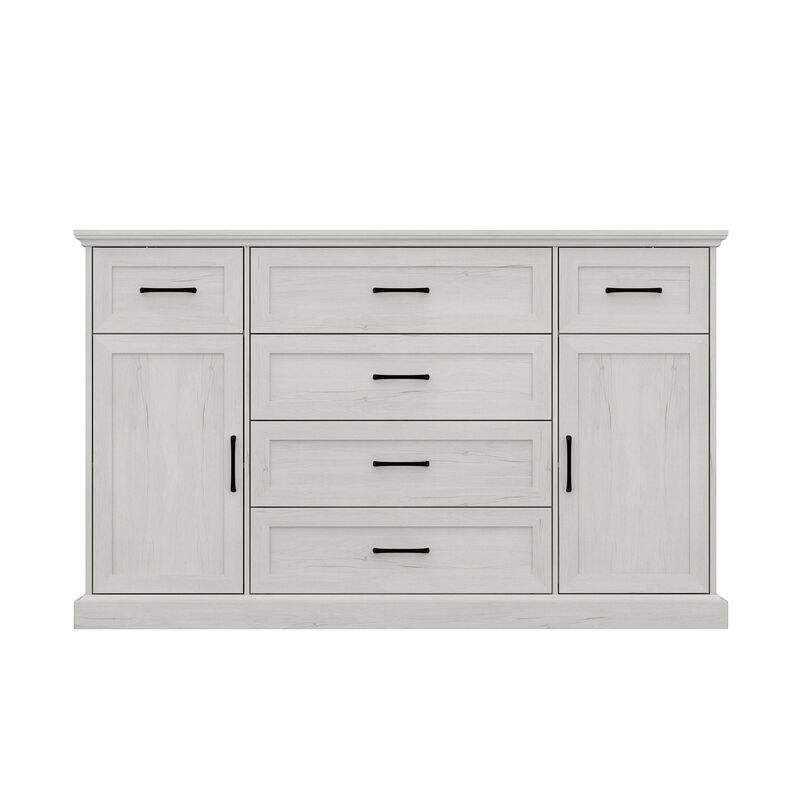 61" W Farmhouse Sideboard Buffet Storage Cabinet Credenza with 6 Drawers, 4 Shelves & 2 Doors, Wooden Coffee Bar Cabinet for Dining Room Kitchen Living Room
