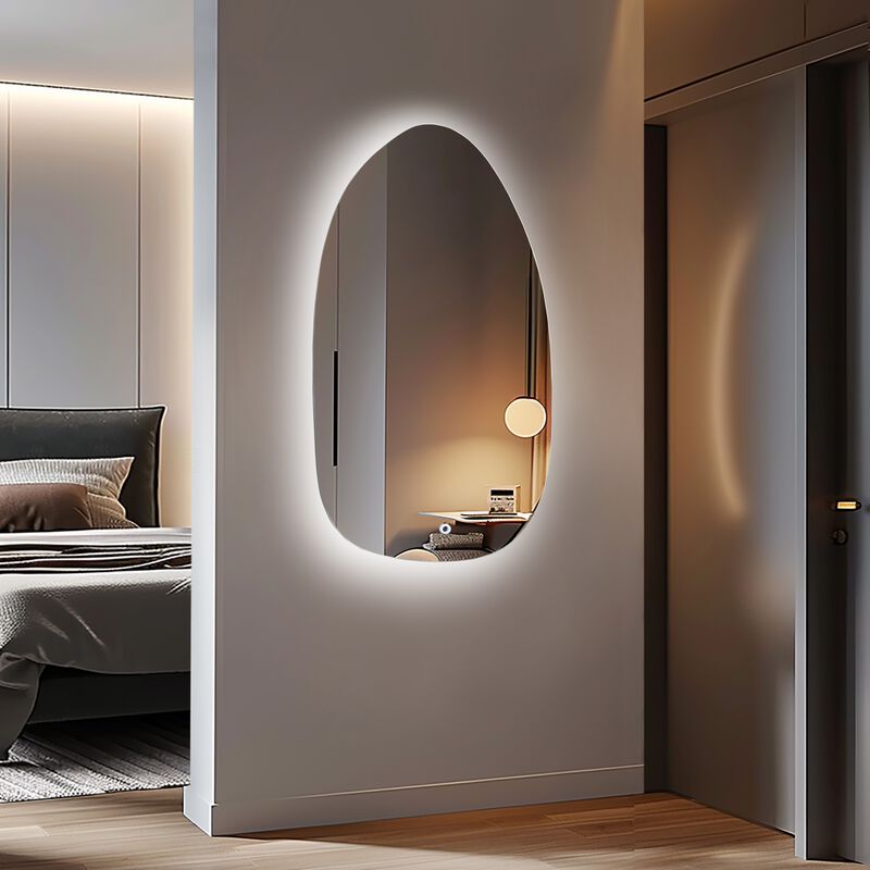 LuxenHome Asymmetrical Accent Wall Mirror with Lights