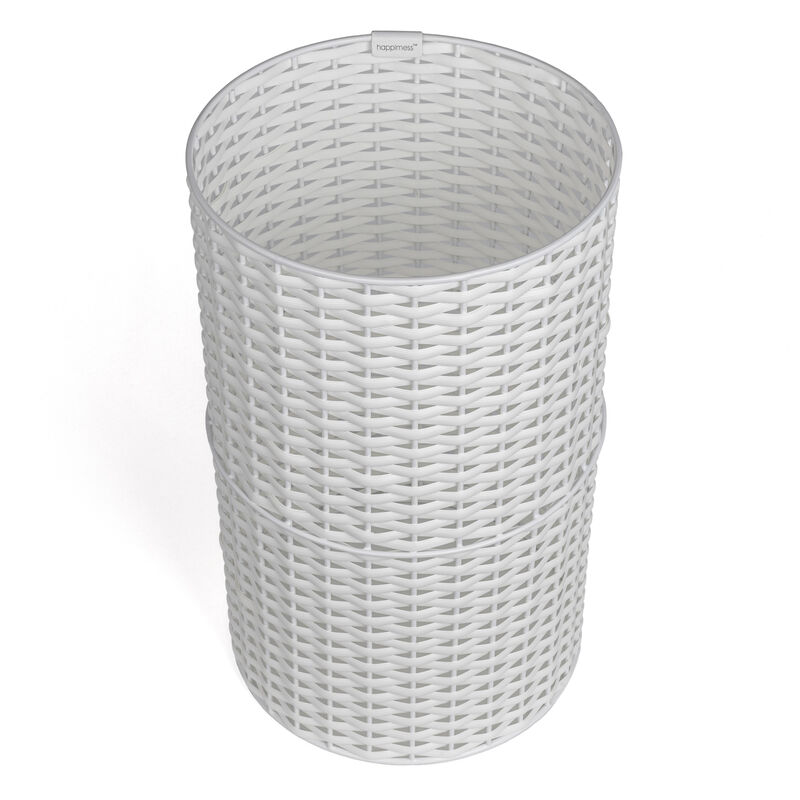 Cecil Modern Faux Wicker Cylinder Waste Basket